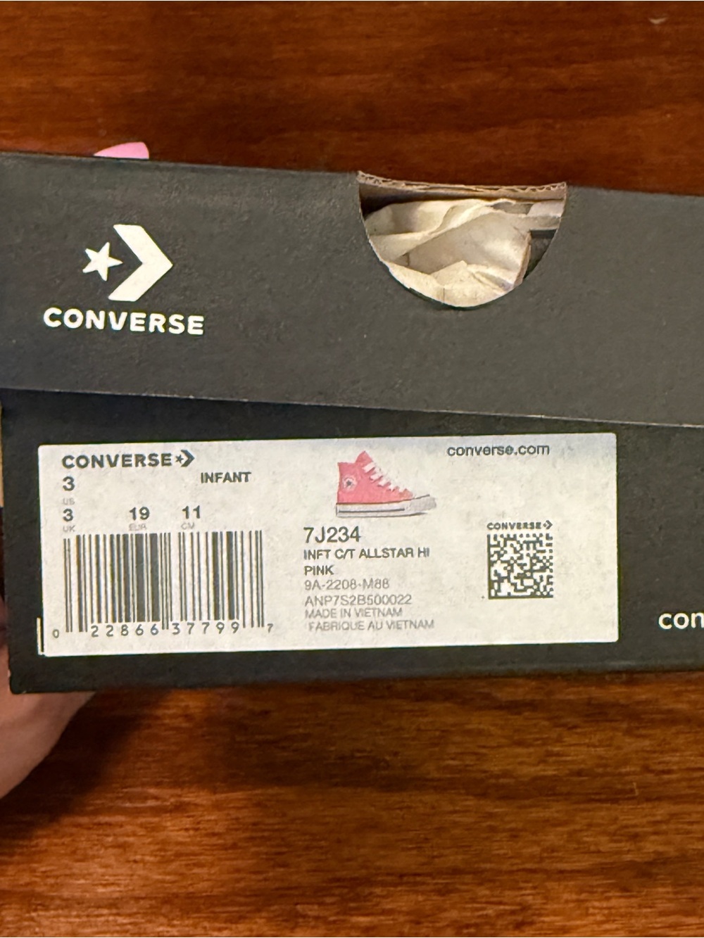 Converse Infant Pink Classic High-Top Sneakers Size 3 - Picture 2 of 8